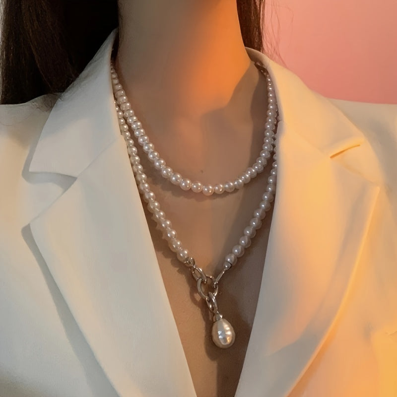 Add a touch of French elegance with this long white beaded necklace, perfect for casual wear or parties. Versatile and chic, it can be stacked or worn as a cold style statement piece. Also, can be used as a stylish shoulder bag decoration.