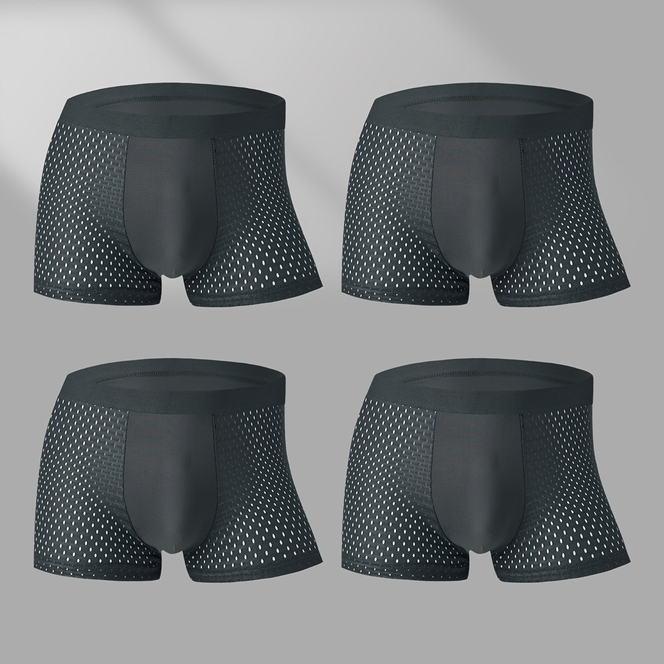 Set of 4 men's breathable mesh boxer shorts.