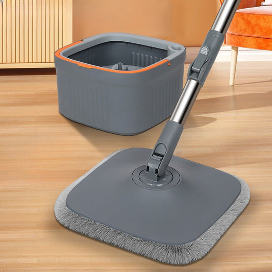 Set of Home Mop and Bucket with 2 High-Quality Replaceable Mop Pads, Innovative Dirt Cleaning Water System, and 360° Rotating Square Mop Head