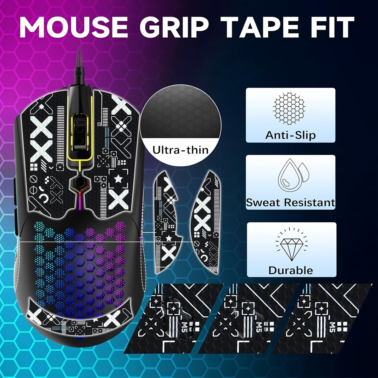 M5 Gaming Mouse with 65G Lightweight Honeycomb Housing, Ultraweave Cable, 26 RGB Backlighting, and Pixart 3325 12000 DPI Optical Sensor.