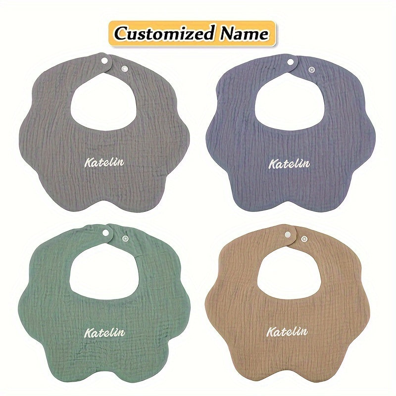 Set of 4 Soft Gauze Children's Bibs with Custom Name Option - Exceptionally Absorbent, Breathable, and Premium Quality - Ideal Gift for Kids' Birthdays, Christmas, and Halloween