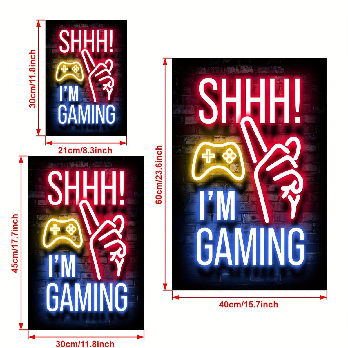 1 pc Neon Effect "I Am Gaming" canvas painting poster for living room or bedroom wall decor. Frame not included.