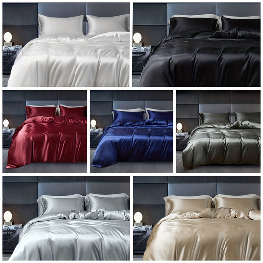 One set of modern luxury duvet covers, including 1 duvet cover and either 1 or 2 pillowcases (core not included). This solid color satin bedding set offers soft and comfortable duvet covers, perfect for the bedroom or guest room.