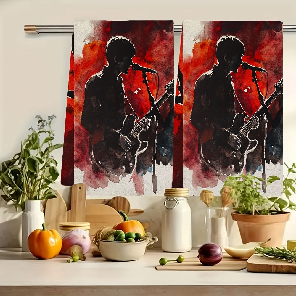 This set includes 2 ultra-soft kitchen towels with The Last Shadow Puppets design. They are highly absorbent for dish drying and perfect for holiday decoration. The towels are machine washable and measure 40.64X60.96 cm.