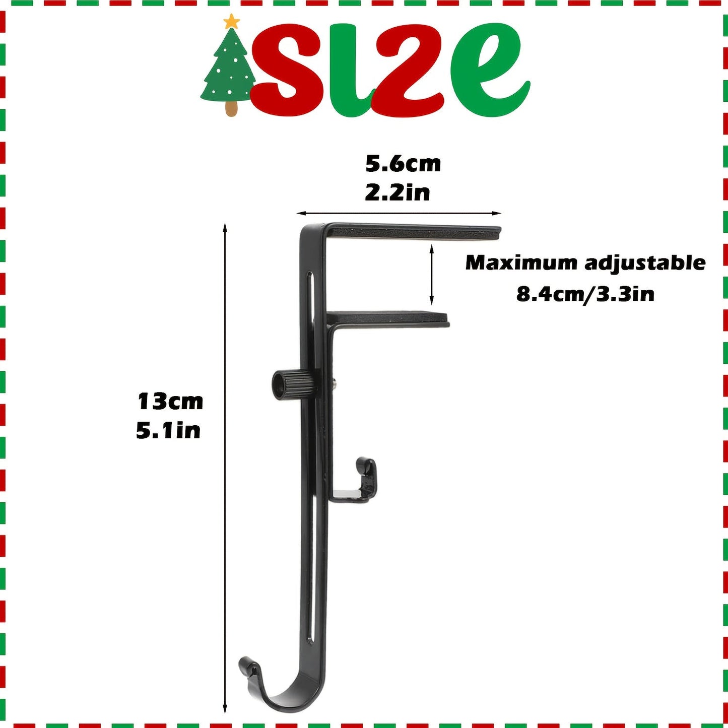 Set of four Adjustable Metal Christmas Stocking Holders for Mantle - Ideal for Hanging Garland, Ornaments & Decorating the Fireplace