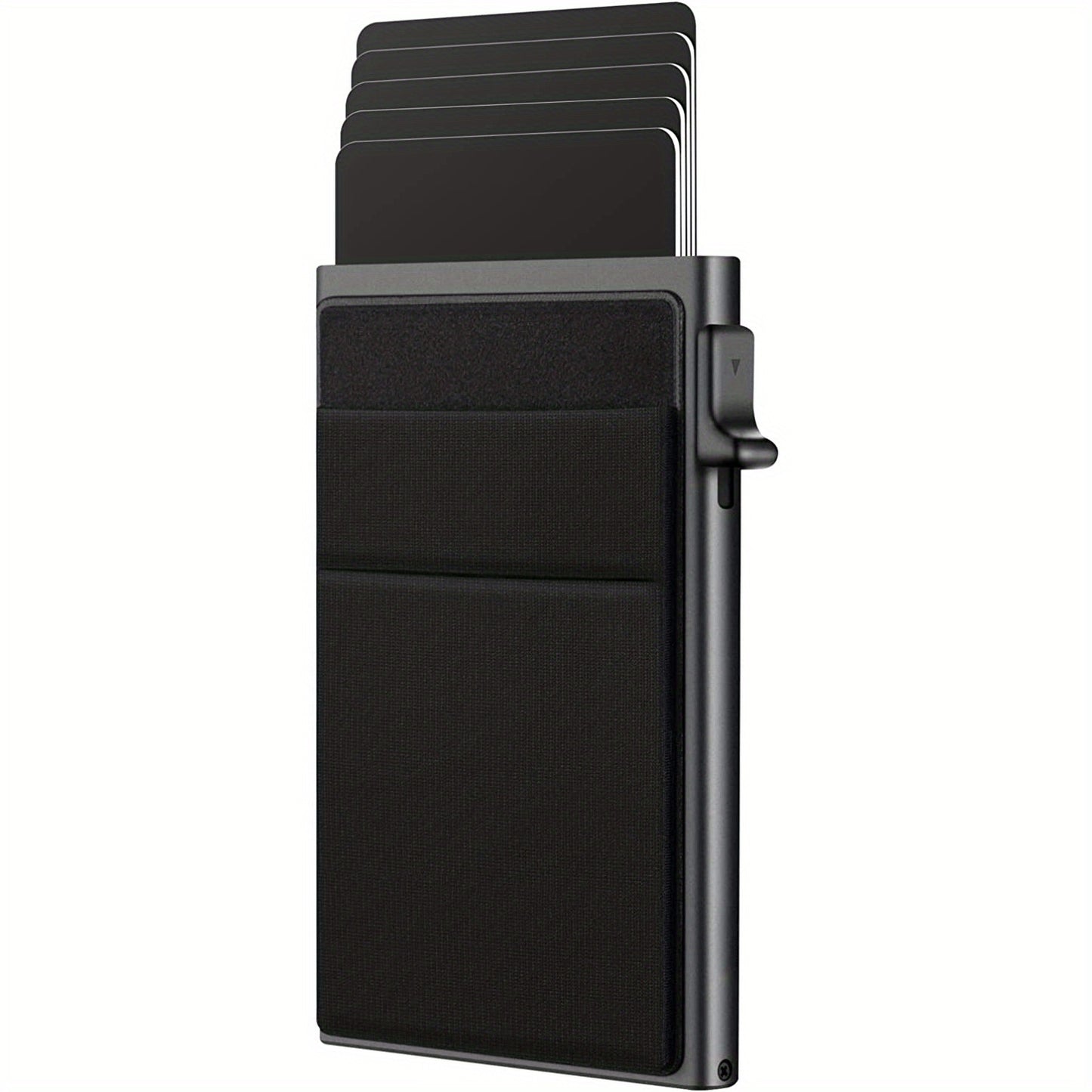 Automatic metal RFID blocking card holder with large capacity, perfect gift for men.