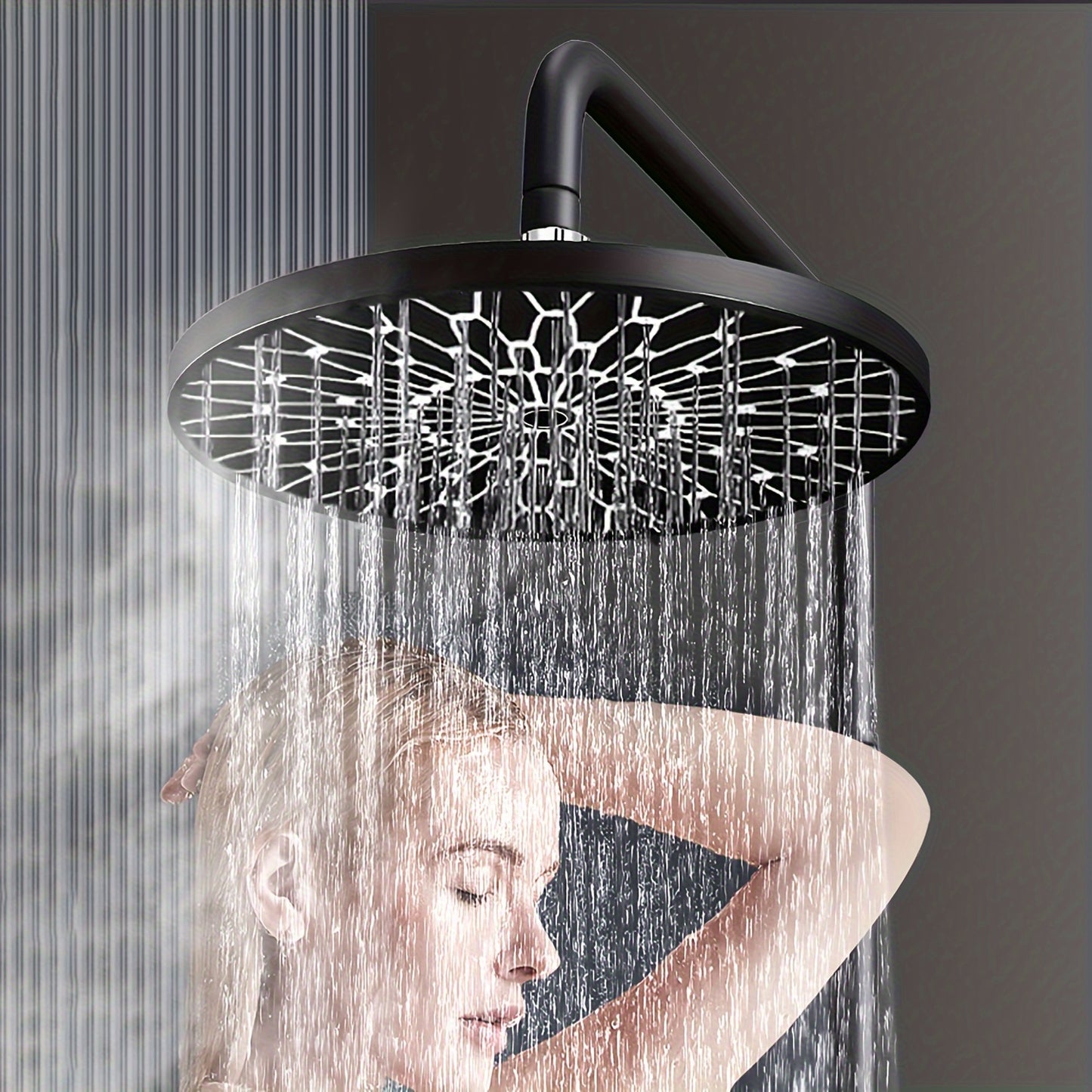 Stainless steel 6-inch high-pressure rain shower head for hotel bathrooms.