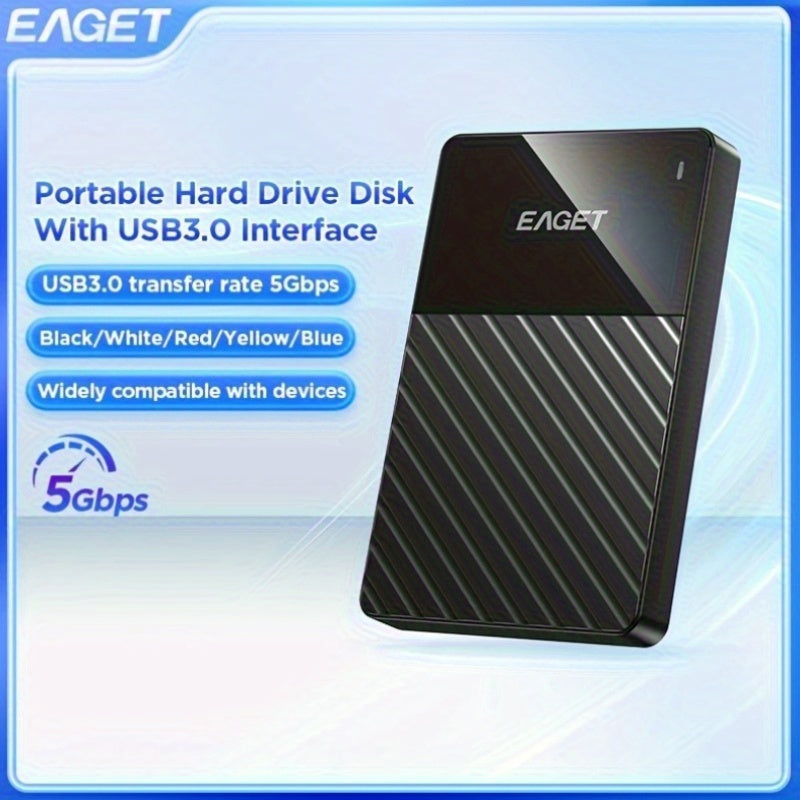 EAGET Portable Hard Drive Disk in 500GB/320GB/250GB sizes, USB 3.0 for Mac, PS4, PC, Laptop, Xbox, no battery needed.