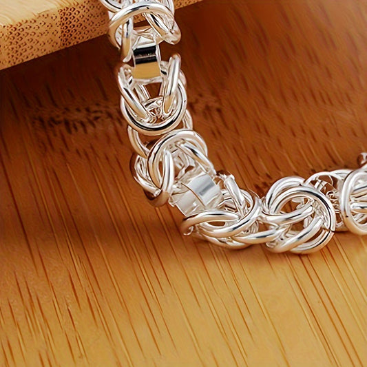 Stylish 925 Sterling Silver Bracelet for Women - Trendy Party Jewelry featuring Pendant and Secure Clasp, Vintage Boho-Chic Design, Ideal for Everyday or Gift Giving, Versatile and Fashionable Daily Accessory