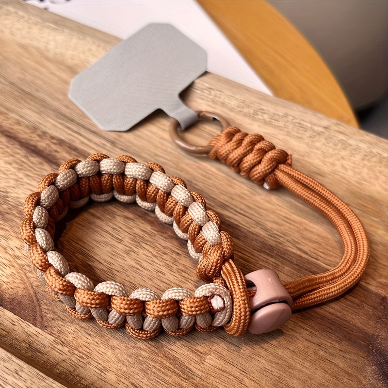 Handmade braided mobile phone lanyard with adjustable wrist strap, anti-theft drop protection, bold color matching, and strong metal clip. Suitable for cameras, universal fit.