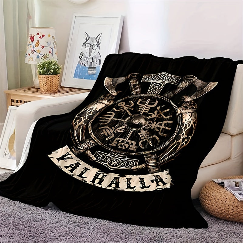 Stay warm and cozy with our 1pc Flanged Blanket featuring a retro Viking logo print. This comfortable and plush blanket is perfect for camping, sofa, bed, couch, and office use. It makes a great gift for all seasons.