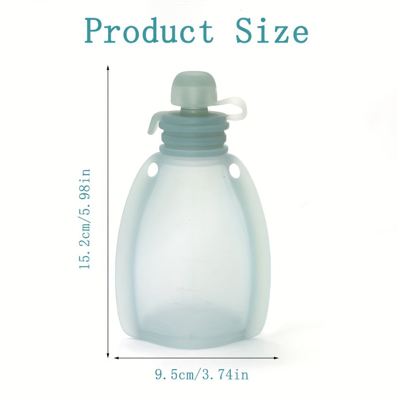 BPA Free Silicone Reusable Squeeze Pouch with Feeding Spoon - Refillable, Freezable, and ideal for storage