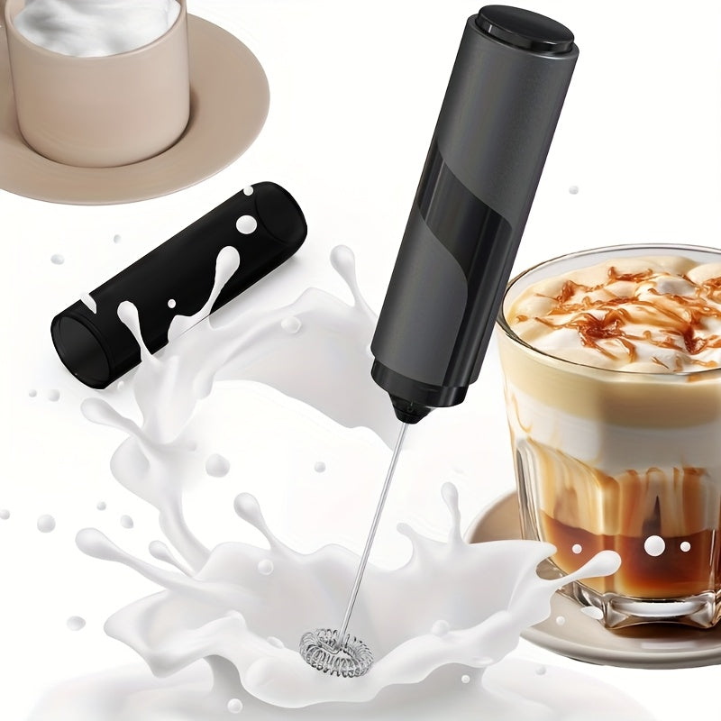 Handheld Electric Milk Frother made of Metal and Plastic, requires 2 AA batteries (not included). Perfect for making Lattes, Cappuccinos, Frappes, Matcha, and Hot Chocolate with its Effortless Foam creation. Easy to clean and ideal for any coffee