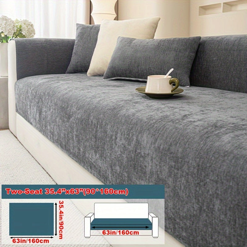 Chenille Sofa Cover suitable for armchairs to 4-seater sofas, pet-friendly, non-slip, machine washable - 1pc.