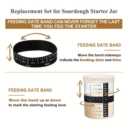 Upgrade your sourdough starter with replacement set accessories including two sets of jar kits with temperature gauge and date bands.