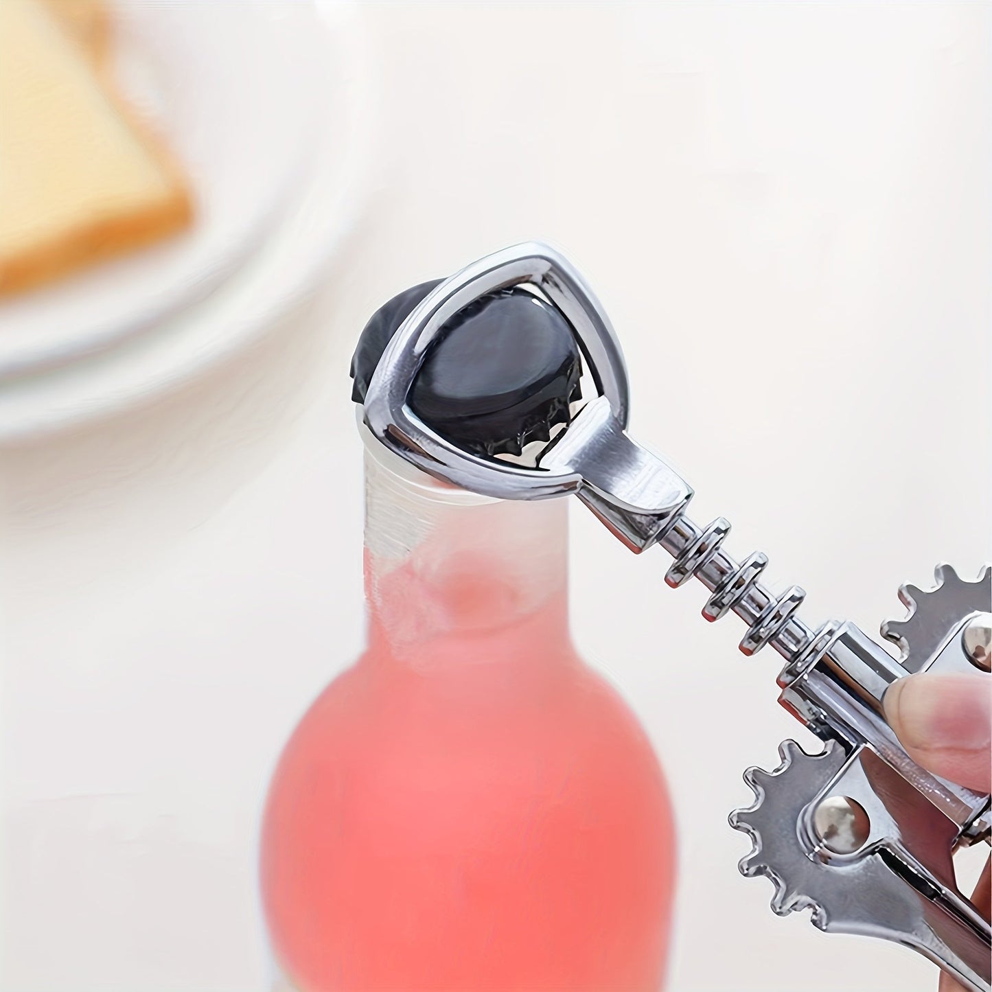 Silver Red Wine Bottle Opener: 1 Piece of Zinc Alloy Creative Wine Cork Opener Wholesale Kitchen Gadget