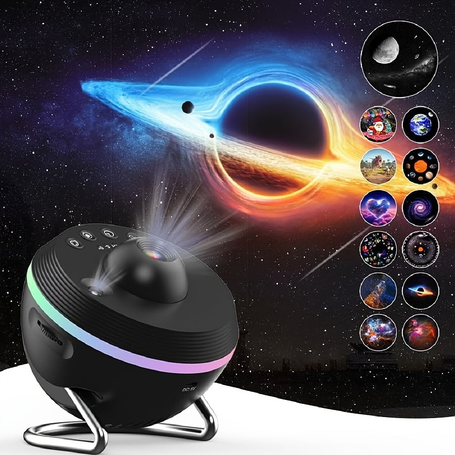 Galaxy Meteor Projector Night Light with Timer for Bedroom & Home Theater, USB Powered, HD Nebula Lamp, Adjustable Brightness, Space-Themed Visual Effects, Celestial Room Ambiance, Sleek