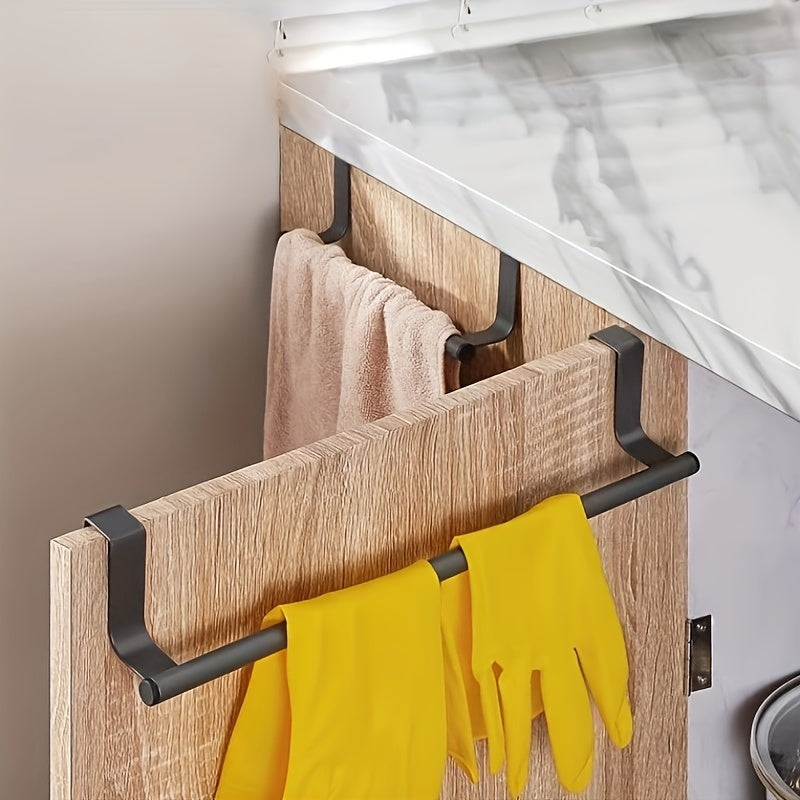 Stainless Steel Over-the-Door Towel Bar for Modern Usage - No Drilling Needed! Use as a Kitchen or Bathroom Organizer for Maximum Storage and Convenience