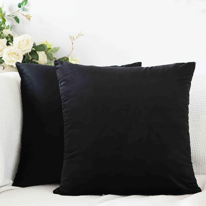 Two golden velvet throw pillow covers, 18x18, for couch or bed.