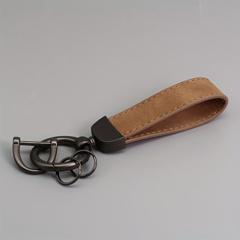 Men's Hardware Anti-Loss Suede Car Key Chain with PU Leather, the Perfect Valentine's Day Gift