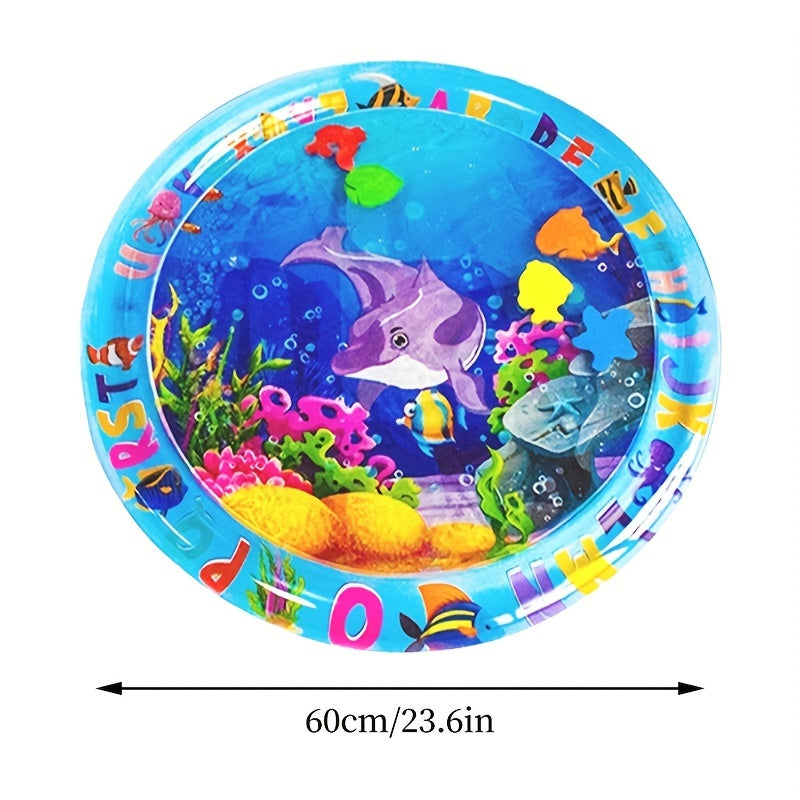 One adorable round dolphin inflatable playmat for babies, perfect for tummy time and water play. This fun and interactive mat makes a great gift for infants and toddlers for Christmas, Halloween, Thanksgiving, or Easter.