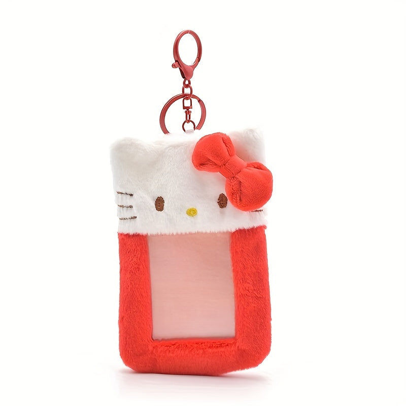 [Customer Favorite] Adorable SANRIO Plush Keychain Holder - Made with Long-Lasting Faux Fur, Cartoon-Inspired Clip-On for Safeguarding Commuter Passes, Perfect for Collectors and Anime Fans