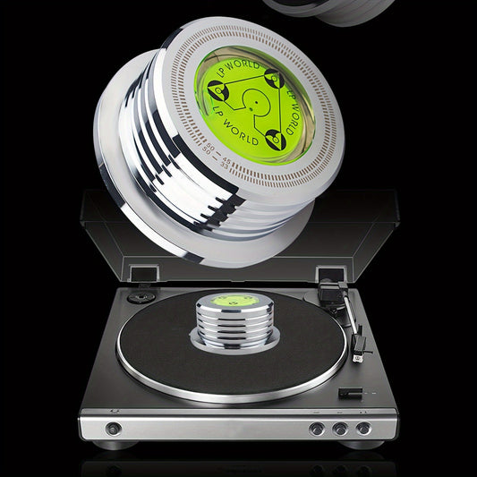 High-Precision 50Hz Vinyl Record Stabilizer made of Aluminum Alloy with Bubble Level for Enhanced Sound Quality & Stability. Ideal for DJs, No Battery Required.