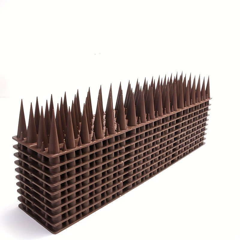 10 packs of 2023 new 298.7cm 4-row bird spikes for windowsills, balconies, flower pots, fences, and walls to deter birds, cats, doves, and thieves.