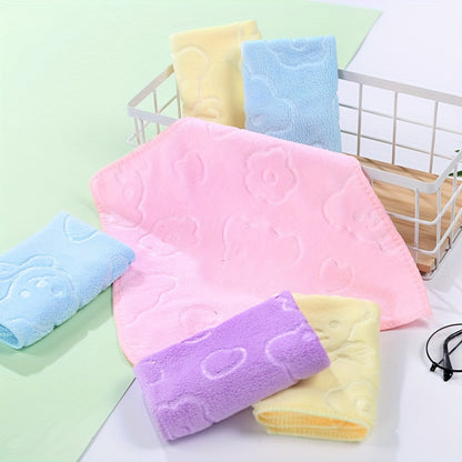 Set of 5 small towels for face wash and hand drying as bathroom supplies.