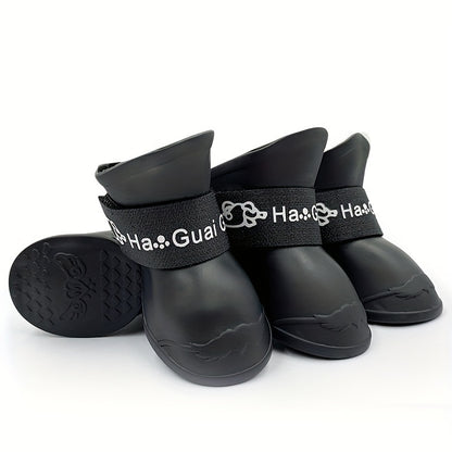 Waterproof Non-Slip Dog Rain Boots for Small to Medium Breeds with Soft Sole PVC Material and Adjustable Closure.