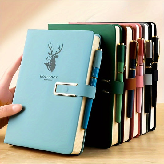 Classic A5 hardcover notebook made of waterproof faux leather with a magnetic closure, perfect for college and office notes.