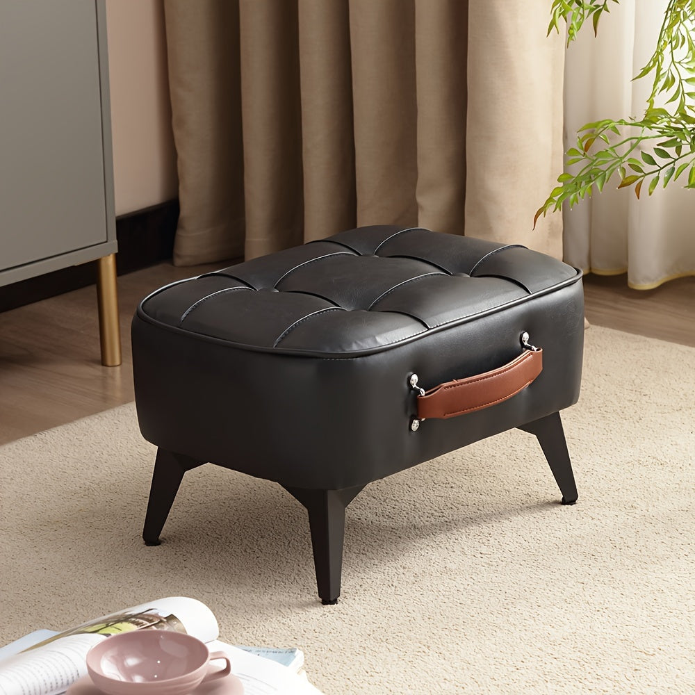 Stylish and Functional Faux Leather Footrest Ottoman - Small Size, Perfect for Extra Seating in Living Room, Entryway, or Office