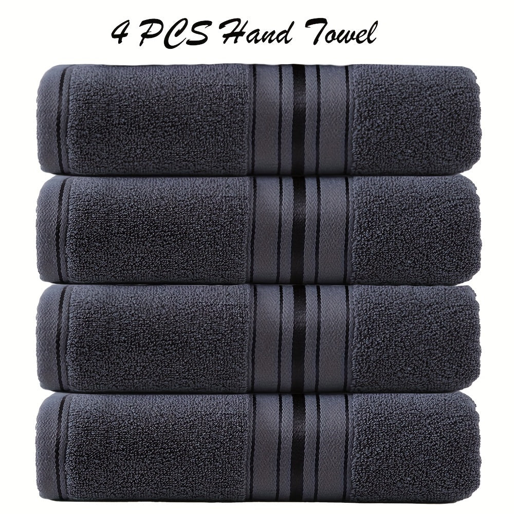 3-piece cotton towel set includes a washcloth, hand towel, and bath towel. Absorbent, quick-drying, super soft, and skin-friendly. Ideal for home bathroom use.