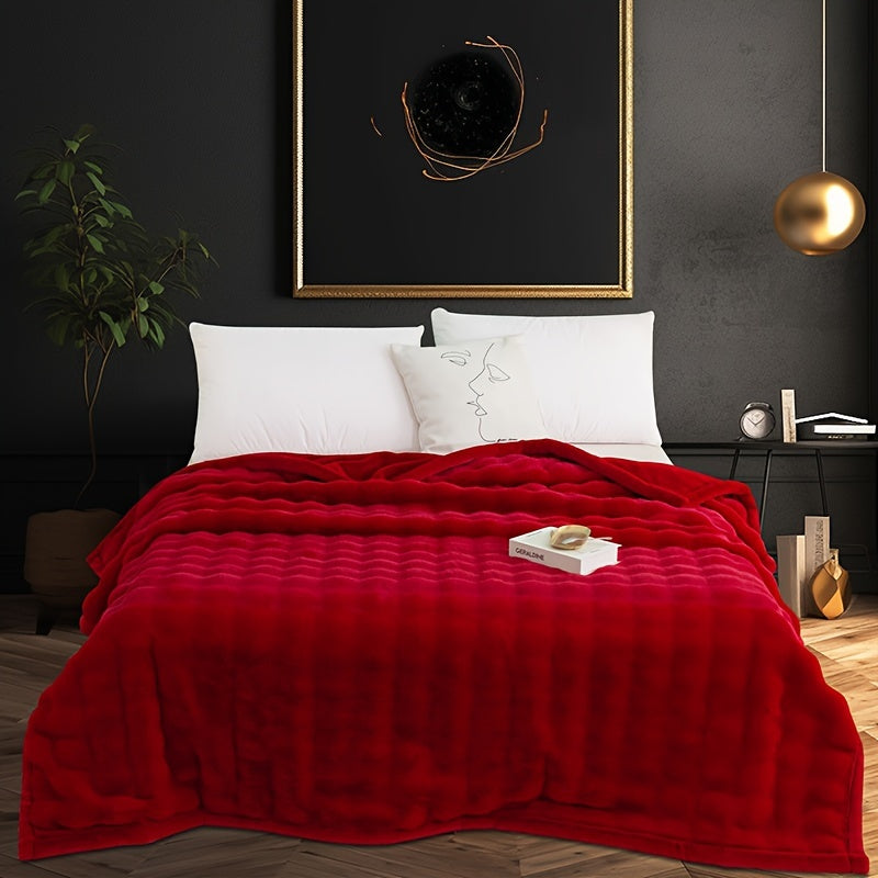 High-quality luxury blanket made of thickened material, featuring rabbit velvet bubble design. This breathable and skin-friendly blanket provides excellent warmth. It is crafted with active printing dyeing technology and is machine washable. Perfect for