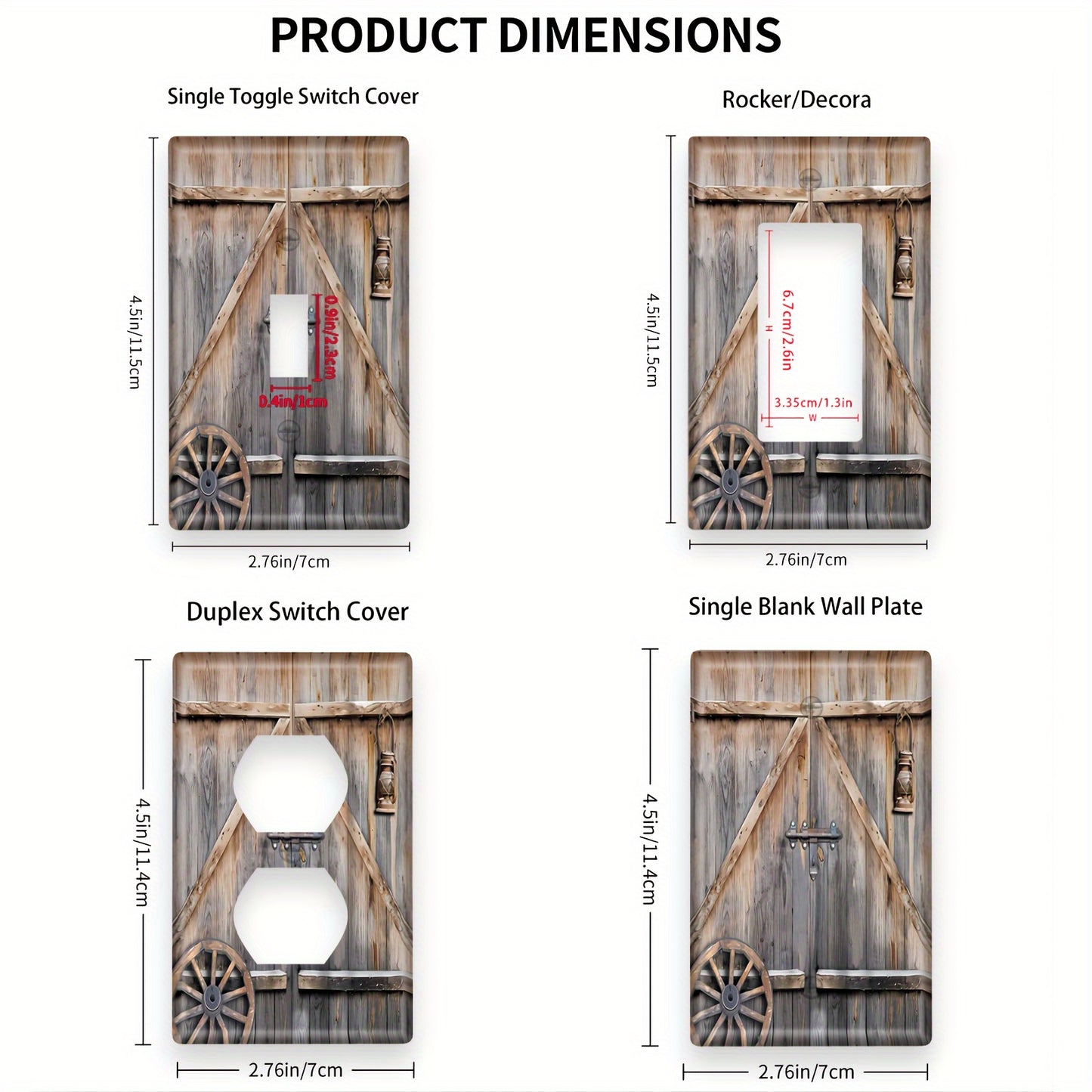 Wooden barn door switch panel for Bedroom electrical switches.