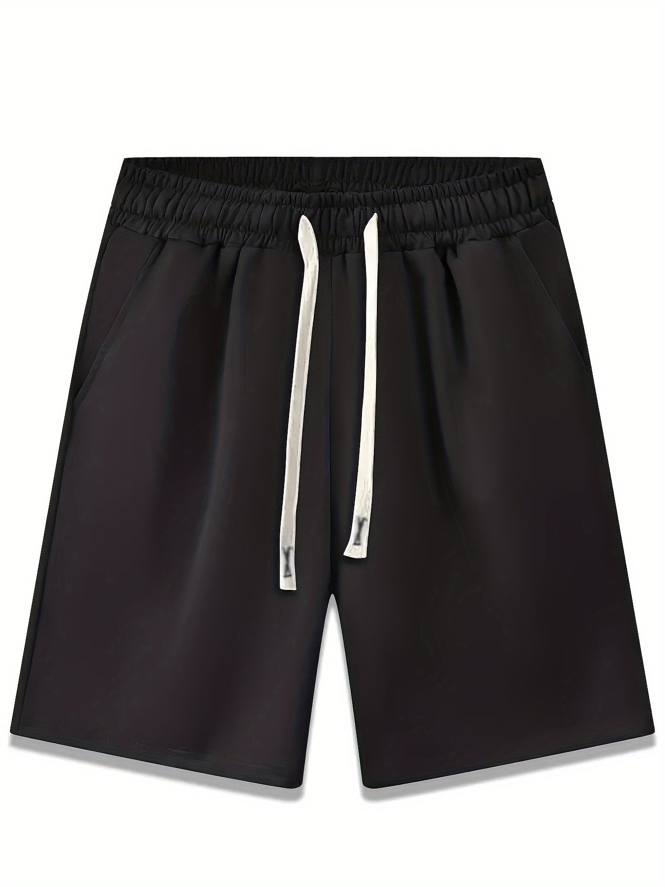 3 Plus Size Men's Casual Shorts with drawstring waist and pockets. Made of breathable polyester, machine washable.