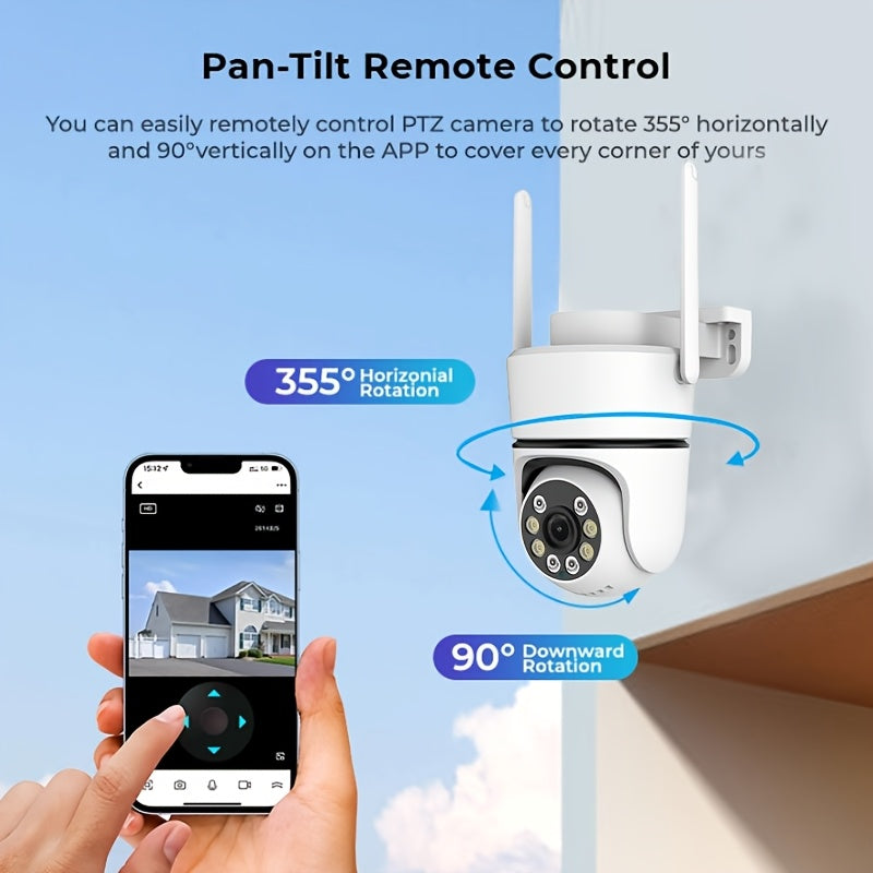 Two pieces of ANYAZHINENG Outdoor Wireless Security Camera System with 1080p HD WiFi Surveillance Cameras for wall hanging. Features include Two-Way Audio, Night Vision, Remote Mobile App Control. Not waterproof, suitable for home, pet, and monitoring