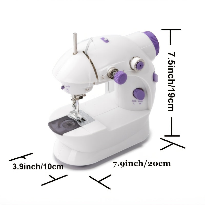 Portable mini sewing machine with night light, foot pedal control, and universal plug, ideal for DIY home use, perfect gift for holidays and birthdays.