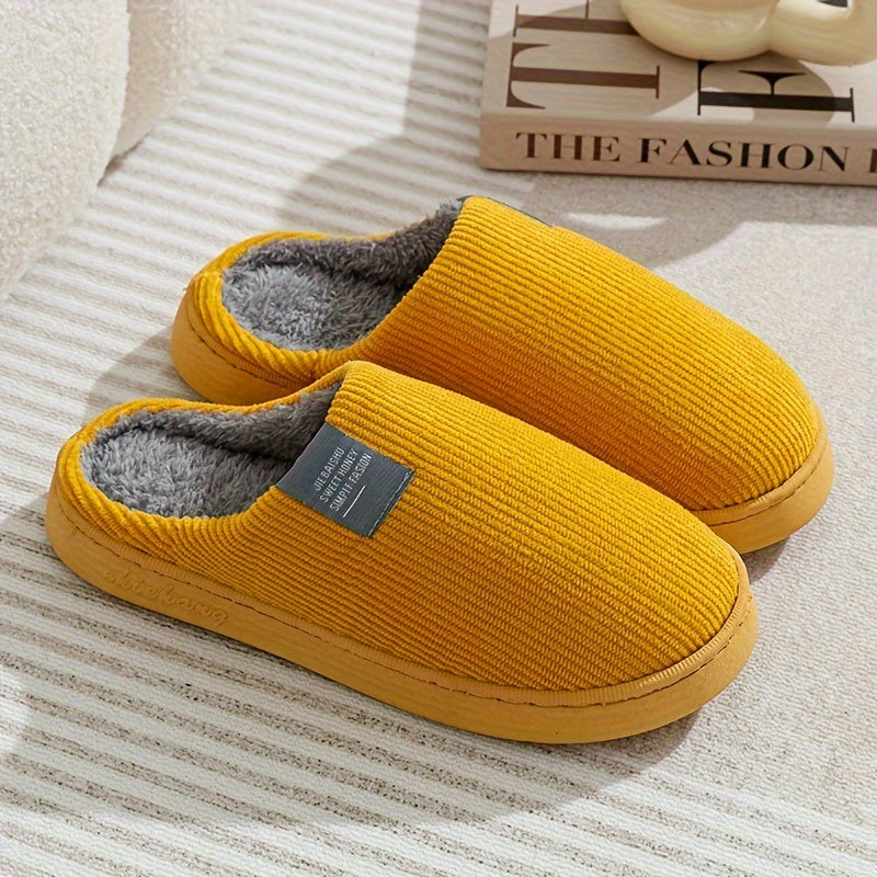 Men's Cozy Fleece-Lined Slippers: Soft, Warm Indoor Shoes for Fall/Winter