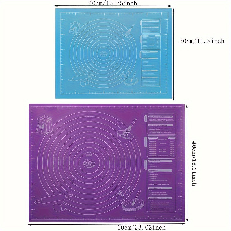 One piece of baking mat with measurements for rolling pastry dough, non-stick table sheet for baking supplies, perfect for rolling out pizza dough or cake batter in the kitchen.