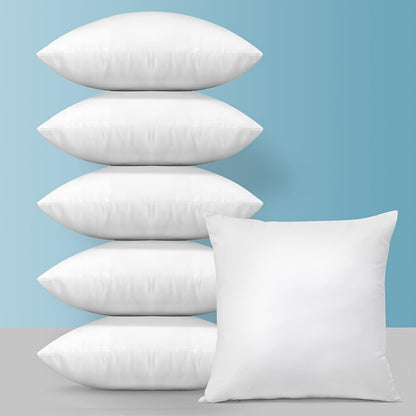 6 white 45.72 x 45.72 cm square pillow inserts, ideal for Christmas decor on couch, sofa, or bed.