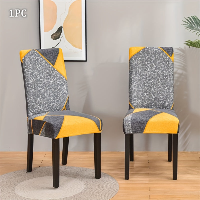 1pc Spandex Chair Cover with Elastic Floral Print for Home and Restaurant, made of Stretch Polyester Fabric for various settings such as Hotel, Dining Room, Office, Banquet, and House Decor.