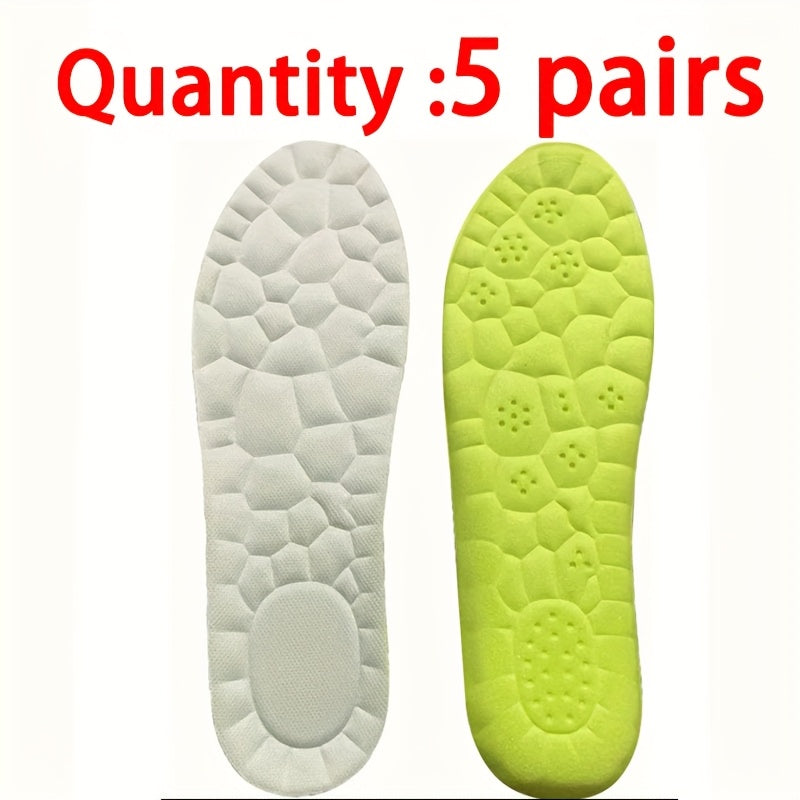 5 pairs of lightweight, soft insoles for comfortable and non-tiring feet in sports and casual shoes.