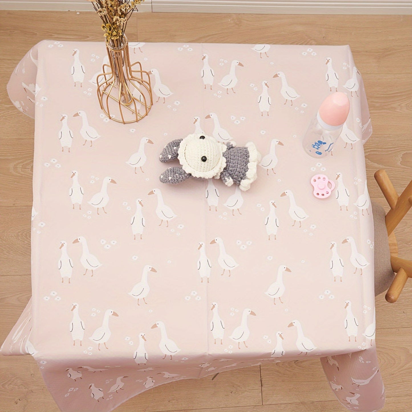 High Chair Mat for Kids, Waterproof and Washable - 129.54cm Square, Anti-Slip Floor Protector featuring Adorable Cartoon Design