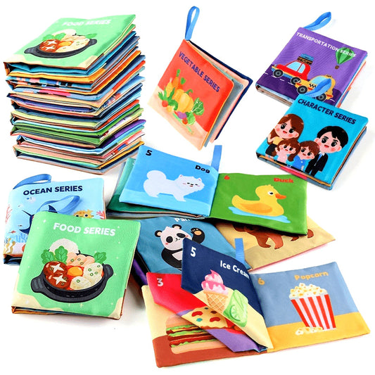 Set of 8 baby cloth books featuring animals, ideal for early education and makes a perfect holiday gift for little ones.