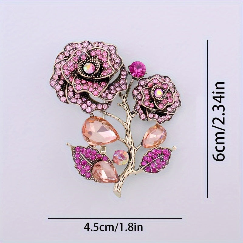 Exquisite Camellia Flower Brooch Set - Inspired by Vintage Elegance, Made with Luxurious Alloy, Ideal for Adding Charm to Sweaters & Coats, Perfect for Parties & Dinners