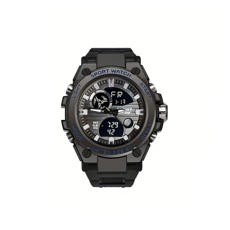 Introducing a sleek and modern waterproof watch featuring a large dial, calendar, luminous display, and versatile functions. Perfect for men in business, sports, outdoor activities, school, or as a thoughtful gift.