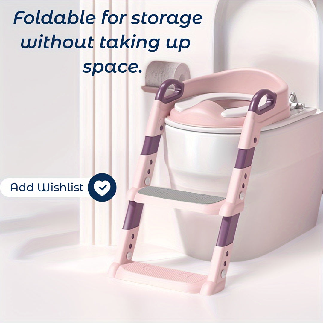 Toilet seat frame for children, baby toilet with cushion, auxiliary device for kids, foldable ladder-style seat