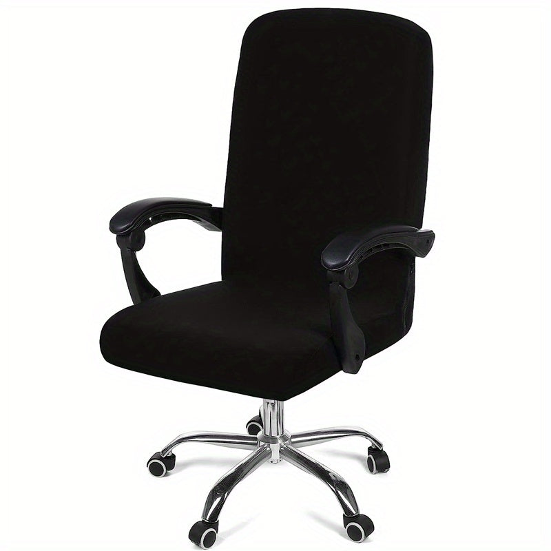 Elastic printed office chair cover with zipper, washable and dustproof for universal office rotating chairs. Perfect for bedroom, study, or office room decoration.