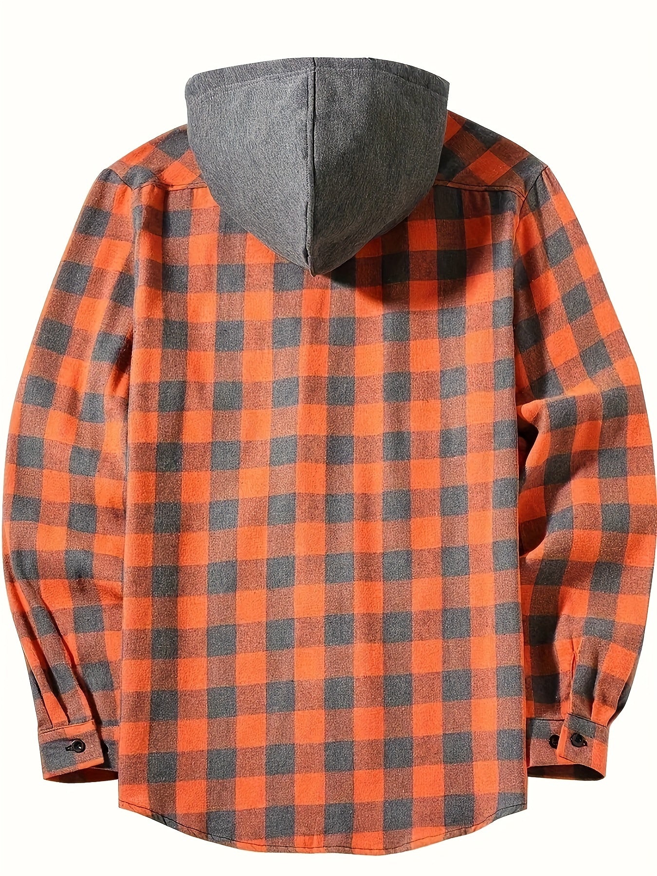 Stylish men's plaid hooded shirt with long sleeves - perfect for casual wear.